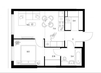 1-комнатная квартира на продажу, 37.8 м2, Москва, ВАО, ЖК Плеханова 11, к1.5