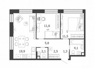 Продажа 2-комнатной квартиры, 58.8 м2, Москва, метро ЗИЛ, 3-я очередь, к6