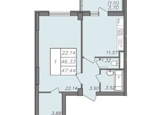 Продам 1-ком. квартиру, 47.4 м2, Воронеж, Волгоградская улица, 45