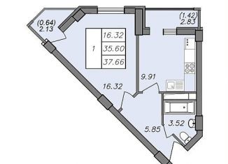 Продажа 1-ком. квартиры, 37.7 м2, Воронеж, Волгоградская улица, 45