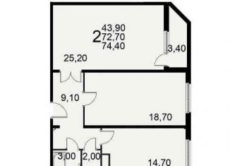 Продажа 2-ком. квартиры, 74.4 м2, Рязань, Славянский проспект, 12