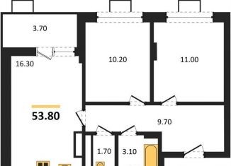 Двухкомнатная квартира на продажу, 53.8 м2, Воронеж