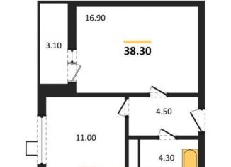 Продажа однокомнатной квартиры, 38.3 м2, Воронеж