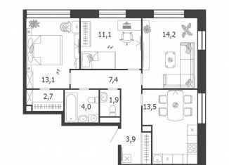 3-комнатная квартира на продажу, 71.8 м2, Москва, метро ЗИЛ, 3-я очередь, к6