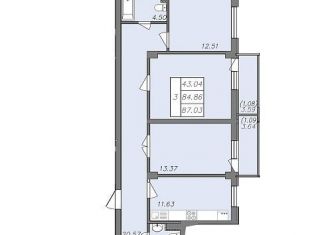 Продается 3-комнатная квартира, 87.8 м2, Воронеж, Волгоградская улица, 45
