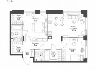 Продается 2-комнатная квартира, 78.1 м2, Москва, метро ЗИЛ