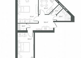 Продам 2-комнатную квартиру, 58.9 м2, посёлок городского типа Петра Дубрава, улица Строителей, 11