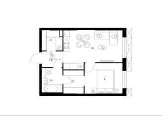 Продаю 1-ком. квартиру, 37.8 м2, Москва, ВАО