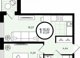 Продается 1-ком. квартира, 41.7 м2, Тюмень, ​улица Александра Звягина, 4