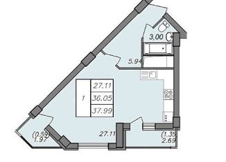 Продается квартира студия, 38 м2, Воронеж, Волгоградская улица, 45