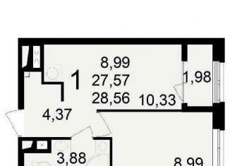 Продается однокомнатная квартира, 28.6 м2, Рязань