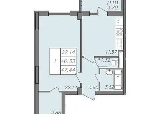 Продается 1-ком. квартира, 47.4 м2, Воронеж, Волгоградская улица, 45