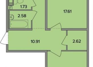 Продажа двухкомнатной квартиры, 61.3 м2, посёлок Шушары, территория Ленсоветовский, 19к2