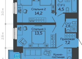 Продам 2-комнатную квартиру, 64.4 м2, Екатеринбург, улица Данилы Зверева, 11, улица Данилы Зверева