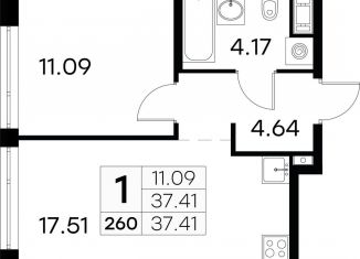 Продам однокомнатную квартиру, 37.4 м2, Санкт-Петербург, ЖК Голден Сити