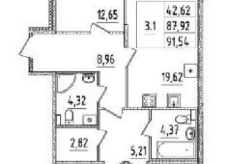 Продам 3-комнатную квартиру, 91.5 м2, Санкт-Петербург, Вазаский переулок, 3, метро Чёрная речка