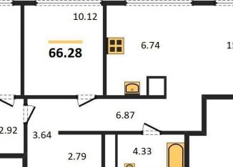 2-комнатная квартира на продажу, 66.3 м2, Новосибирск, Ленинградская улица, ЖК Ленинград