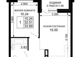 Продаю 1-комнатную квартиру, 33.9 м2, Краснодар