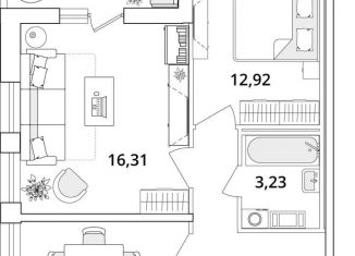 Продажа 2-ком. квартиры, 59.1 м2, Санкт-Петербург, метро Московская, Кубинская улица, 82к1