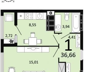 Продажа 1-комнатной квартиры, 36.7 м2, Рязань
