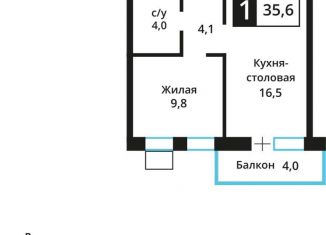 Продаю 1-комнатную квартиру, 35.6 м2, поселок Отрадное, жилой комплекс Отрада-2, поз.7.1