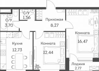 Продажа 2-ком. квартиры, 56.6 м2, Москва, ЖК Аквилон Бисайд