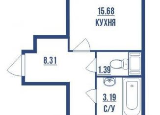Продается однокомнатная квартира, 43.3 м2, Мурино, ЖК Материк, Воронцовский бульвар, 19к1