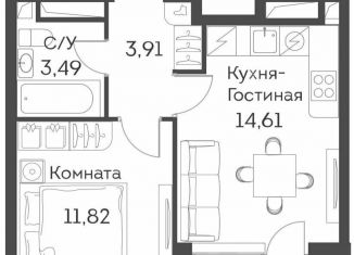 Двухкомнатная квартира на продажу, 35.2 м2, Москва, ЖК Аквилон Бисайд
