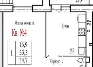 Однокомнатная квартира на продажу, 32.8 м2, поселок городского типа Стройкерамика, улица Веры Ершовой, 20с2