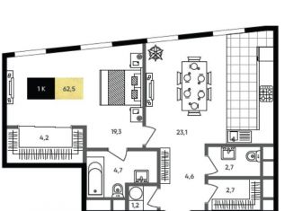 Продам 1-комнатную квартиру, 62.4 м2, Москва, Серебрянический переулок, 4с1, метро Китай-город