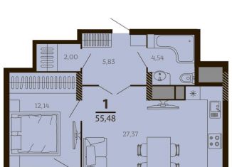 Продается 1-комнатная квартира, 55.5 м2, Рязань