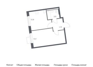 Продам 1-комнатную квартиру, 38.4 м2, Москва, жилой комплекс Подольские Кварталы, к2