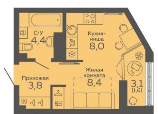Продажа квартиры студии, 26.2 м2, Екатеринбург, улица 8 Марта, 204Г, улица 8 Марта