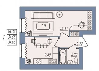 Продам 1-комнатную квартиру, 31.7 м2, Волгоград, Тракторозаводский район