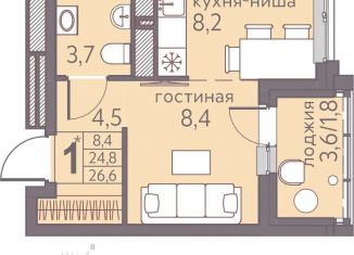 Продается 1-комнатная квартира, 26.6 м2, Пермь, ЖК Погода