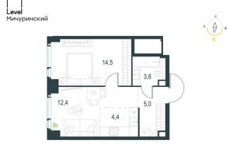 Продам двухкомнатную квартиру, 39.9 м2, Москва, жилой комплекс Левел Мичуринский, к1