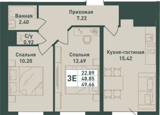 Продается трехкомнатная квартира, 49.7 м2, городской посёлок имени Свердлова
