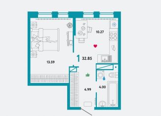 Продаю 1-ком. квартиру, 32.9 м2, Тюмень, ЖК Колумб