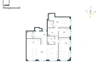 Продается 4-ком. квартира, 148 м2, Москва, жилой комплекс Левел Мичуринский, к3