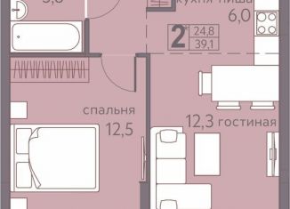 Продается двухкомнатная квартира, 39.1 м2, Пермь, Мотовилихинский район