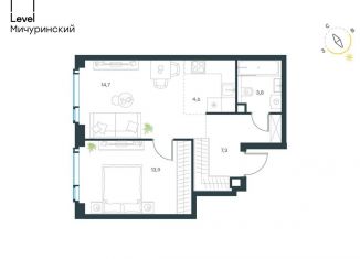 Продается двухкомнатная квартира, 44.3 м2, Москва, жилой комплекс Левел Мичуринский, к2