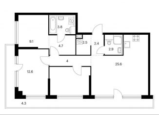 Продам 3-комнатную квартиру, 82.3 м2, Москва, метро Кунцевская