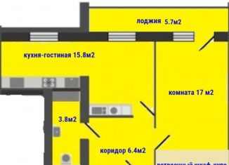 Продам однокомнатную квартиру, 48.8 м2, деревня Алтуховка, Светлая улица, 1