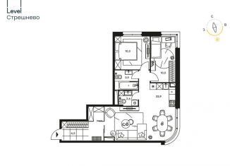 Продается трехкомнатная квартира, 65.9 м2, Москва, Волоколамское шоссе, 81/2с1, ЖК Левел Стрешнево