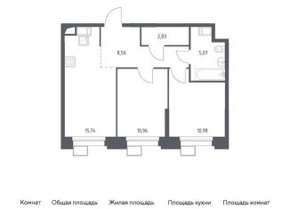 2-комнатная квартира на продажу, 54.2 м2, Москва, многофункциональный комплекс Тропарево Парк, к2.4