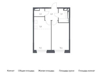 Продам однокомнатную квартиру, 43.1 м2, Московская область, жилой комплекс Заречье Парк, к3.2