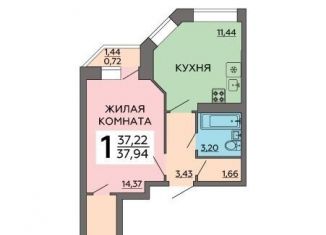 Продаю однокомнатную квартиру, 37.9 м2, Воронеж, Левобережный район