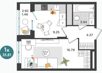 Продаю 1-комнатную квартиру, 36 м2, Пермский край, улица Металлистов, 18