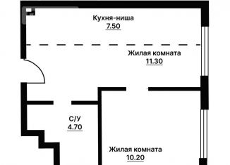 2-комнатная квартира на продажу, 33.7 м2, Москва, ЖК Тринити 2