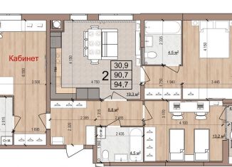 2-комнатная квартира на продажу, 94.7 м2, Рязань